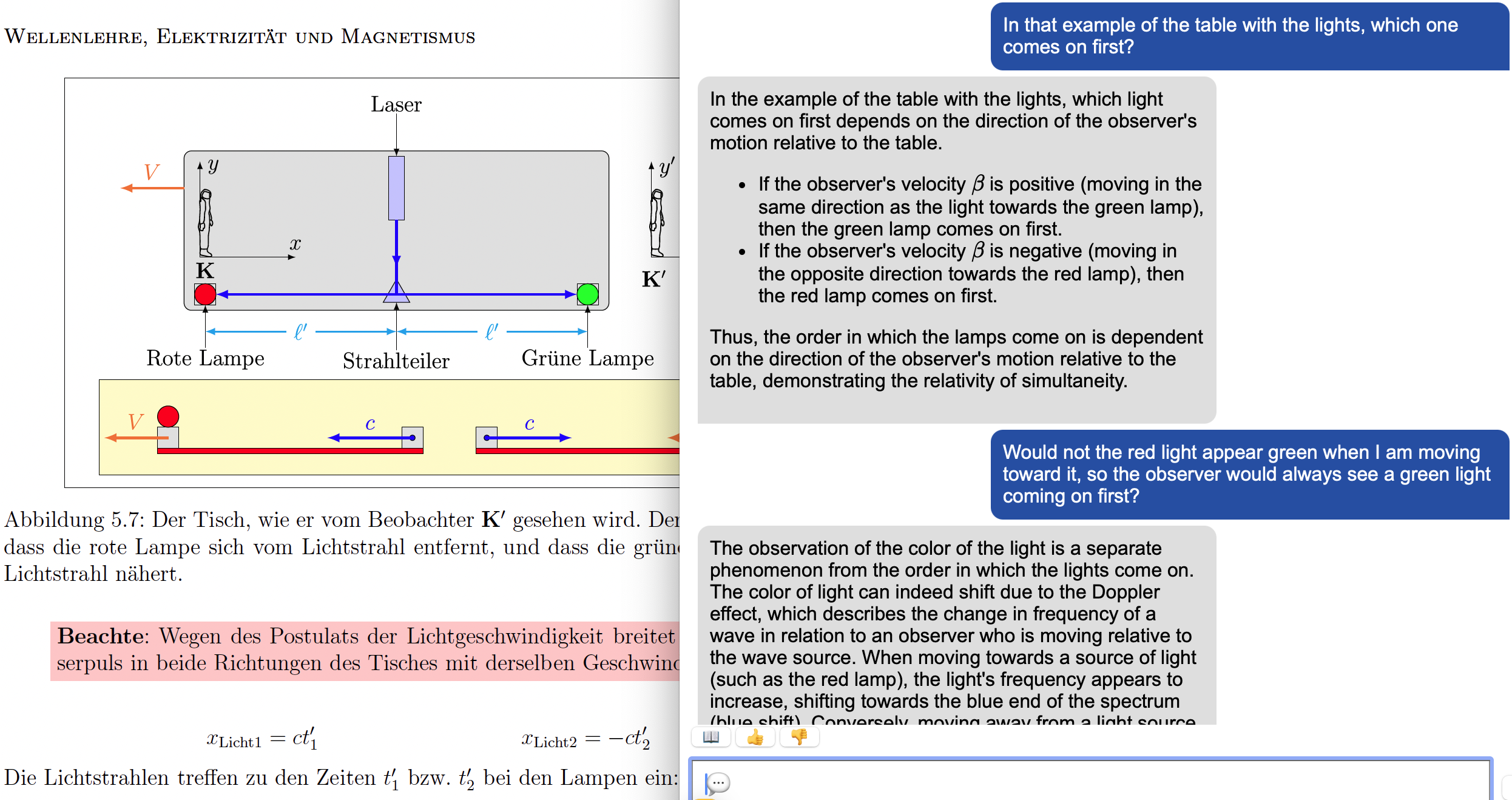 Screenshot of a chat session using course materials as reference.